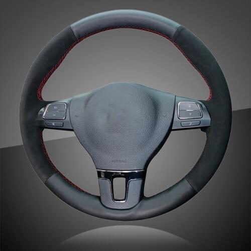 Auto Braid On The Steering Wheel Cover for Volkswagen VW Tiguan Golf Plus Passat CC Amarok Caravelle Car Braiding Covers