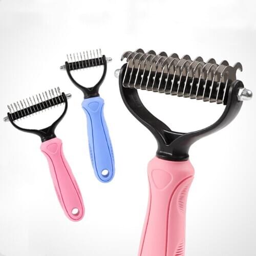 Professional Pet Double Row Pins Comb Cat Dog Horses Undercoat Rake Combs Kitten Puppy Loosen Wet Dry Use Grooming Brush