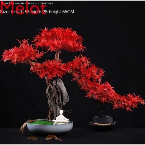 Carving Crafts Artificial Greeting Pine Tree Rock New Chinese Book Desktop Living Room Red Maple Leaf Desktop Bonsai Decoration