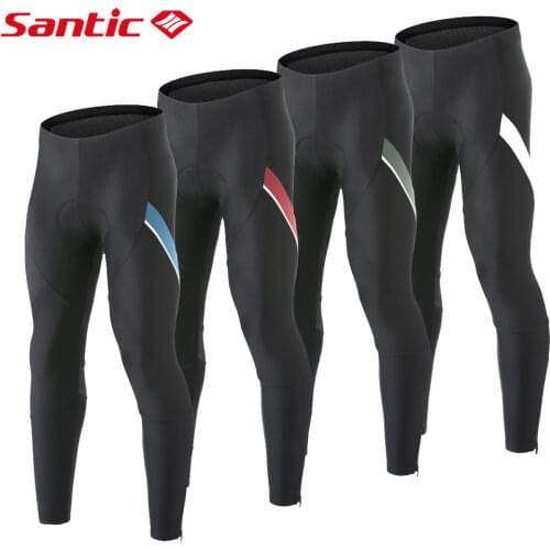 Santic Men Cycling Pants Winter Bicycle Long Pants Cushion MTB Bike Trousers Outdoor Sports Reflective Asian Size
