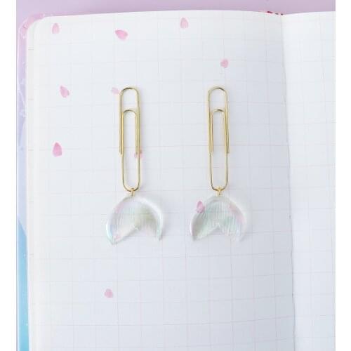 TUTU 3pcs cute creative office school mermaid paper clips Fishtail bookmark fine student memo clips set stationery H0512