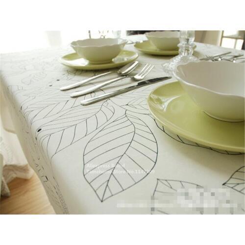 NiceRug white leaves black leaves print table cloth for party picnic hotel home deoration rectangular secret garden tablecloth