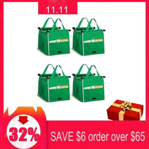 4PCS Foldable Shopping Bags Reusable Eco Grocery Cart Trolley womens Non-woven Bag Handle supermarket folding for shopping