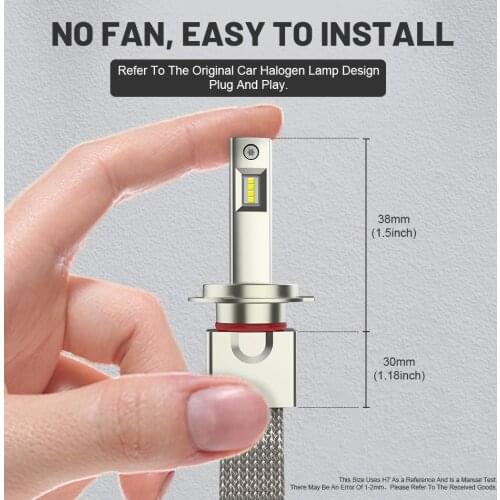 2 Pcs 100W H7 LED Headlamps H4 H11 H1 H8 9005 9006 HB3 HB4 H13 9004 12000LM White CSP Chips Fanless NO Error Bulbs Copper Strips