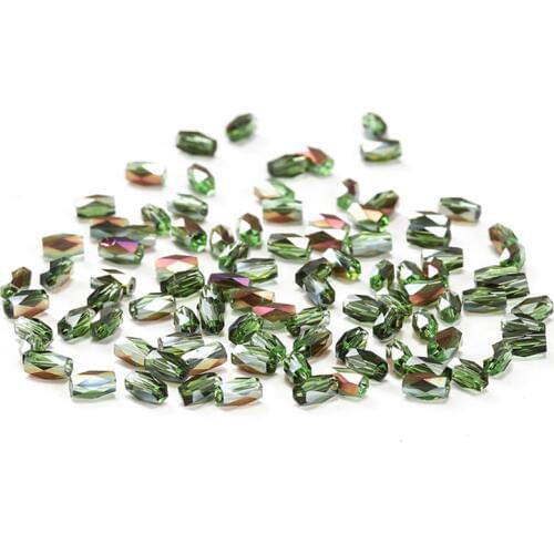 Grass Green Color AB 50pcs 2*4mm Cylinder Crystal Beads Austria Crystal 18 Cutting Faces Glass Beads for Beading Jewelry C-2