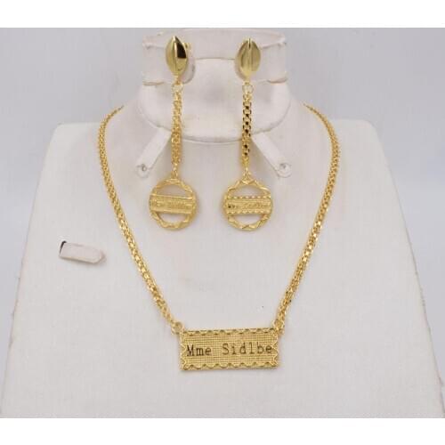 High Quality Ltaly 750 Gold color Jewelry Set For Women african beads jewlery fashion necklace set earring jewelry