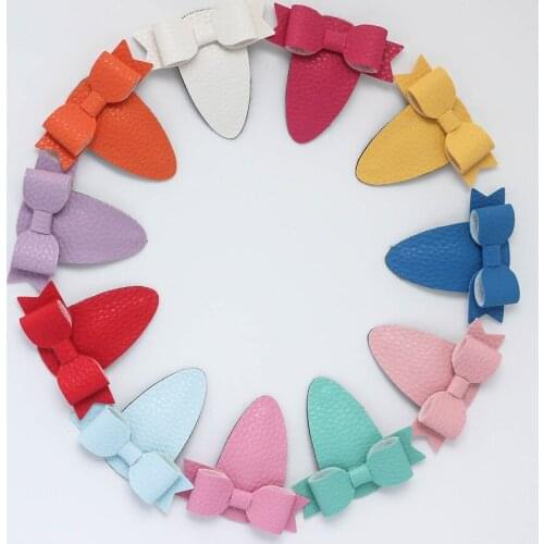 11Pcs/Set Cute Leather Simple Elegant Bow Handmade Headwear Hairpins Hair Accessories Girls Kids Lovely Side Hair Clip Barrettes