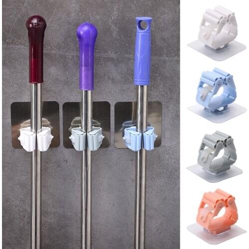 Mop Clip Wall Mounted Storage Mop Organizer Holder Hanger Storage Rack Seamless Mop Clip Hook Household Mounted Hanging Racks