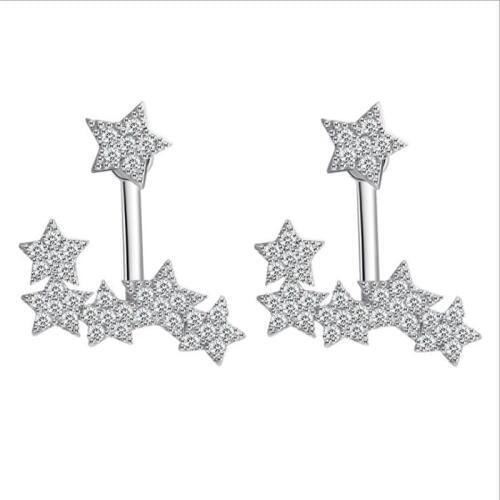 KOFSAC New Charming Star Shiny CZ Earring Fashion Sterling Silver 925 Stud Earrings For Women Jewelry Lady Valentines Day Gifts