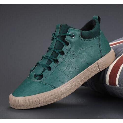 WINTER High Quality Fashion Designer all Black Shoes keep warm fur Men Lace up Leather Casual Trend Flat Shoes A31-80