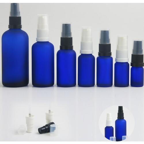 10ml 20ml 30ml 50ml 1oz Cosmetic Push Pump Bottle Lotion Cream Packing Blue Glass Bottle Dispenser Travel Containers 10pcs