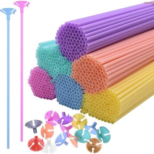 50pcs/lot Latex Balloon Stick Multicolor Balloons Holder Wedding Birthday Festival Party Supplies Ballon Bunch Decor Accessories