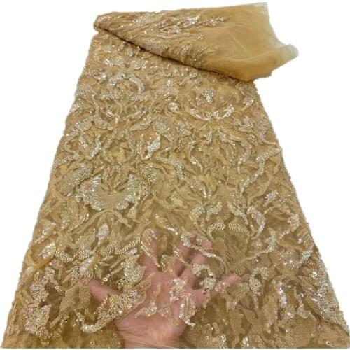 African Lace 2021 French Nigerian Lace Fabric Bridal High Quality Lace Net Tulle Lace for Women Dress Sequins Beaded r66-593