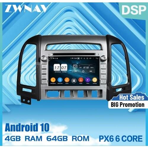 2 din PX6 IPS screen Android 10.0 Car Multimedia player For Hyundai Santa Fe 2006-2011 car audio radio stereo GPS navi head unit