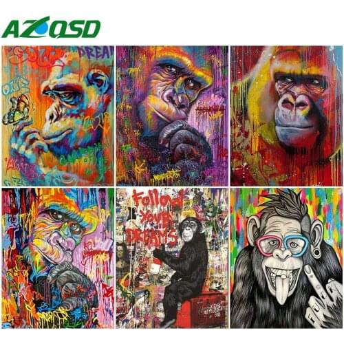 AZQSD Adult 40x50cm Painting By Numbers Animal Handmade Gift DIY Coloring By Numbers Orangutan Home Living Room Art Craft