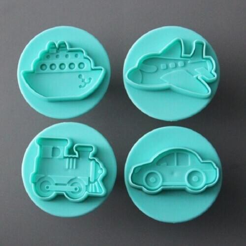 Free Shipping Plastic 4pcs Vehicles Shapes Plunger Cutters set DIY Baking Tools