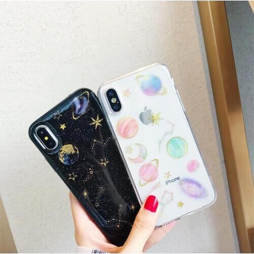 Universe Shining Glitter Space planet phone Case For iphone 12 11 Pro X XR XS MAX 6 6S Plus 7 8 Plus SE Soft silicone Star Case