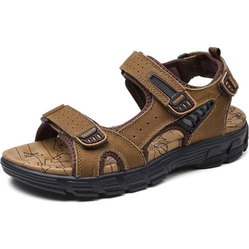 Brand Classic Mens Sandals Summer Genuine Leather Sandals Men Outdoor Casual Lightweight Sandal Fashion Men Sneakers Size 38-46