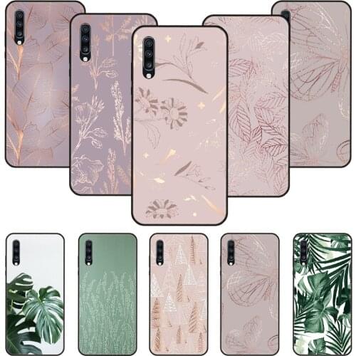 Phone Case For Samsung Galaxy A 50 51 71 70 7 5 10 20 30 40 41 21 S E Black Cover Back Trend Waterproof Leaves Leaf Green Plant
