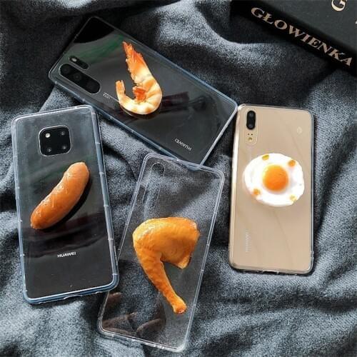 3D Egg Chicken Leg Phone Case for Iphone XS MAX Case Ham Transparent Anti-knock Case for Iphone 11 X XS 7PLUS 8PLUS 6 6S Coque