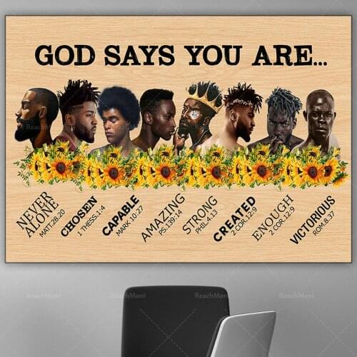 Black God says you are poster canvas, black poster, black wall art, black king wall decoration, African American, Bible verses