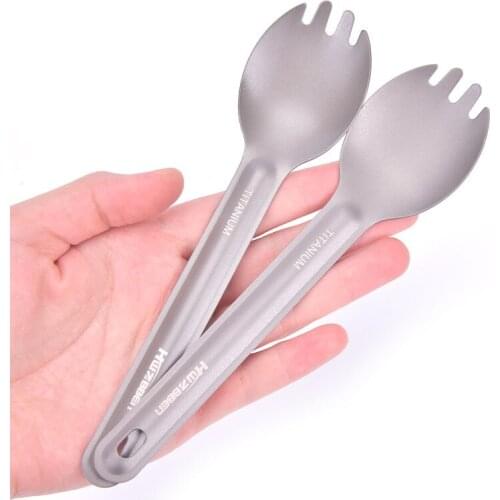 Long Handle Titanium Spoon Tableware Portable Camping Cutlery Convenient Titanium Spork Environmental Fork