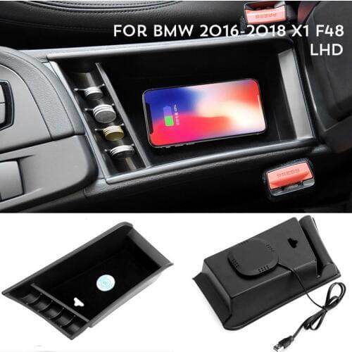 For 2016-2018 BMW X1 F48 F30 F31 F20 F21 2013-2018 G30 G31 LHD X3 X4 Mobile phone wireless charging Central Armrest storage box
