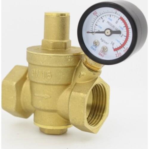 DN15 Brass Water Pressure Reducing Valve BSP 1/2" Adjustable Valves Mayitr With Gauge Meter Adjustable Relief Valve