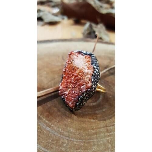 Dr Stone natural Stone Vanadinite Stone 22 carat gold plated women Bangle WHSR27