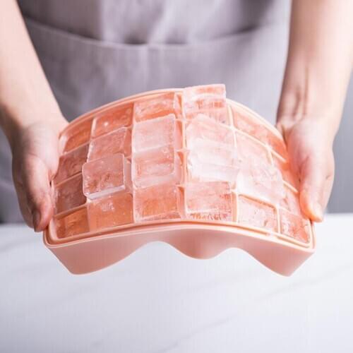 DIY Ice Cube Mold Food Grade Silicone Ice Tray Home Lid Square Shape Ice Cream Maker Kitchen Bar Accessories