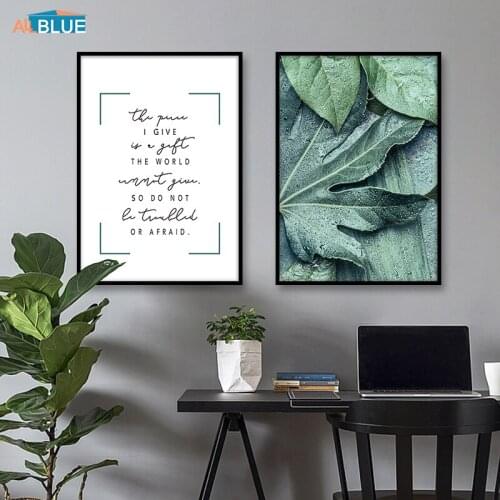 Canvas Art Leaves Poster Prints Nordic Green Leaf Wall Art Canvas Painting Decorative Pictures For Living Room Quote Home Decor