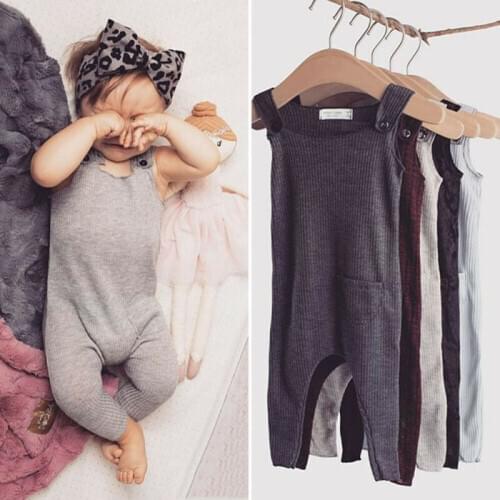 Summer Newborn Baby Boy Girl Solid Romper Sleeveless Cotton Cute Jumpsuit Outfit Clothes 0-18M