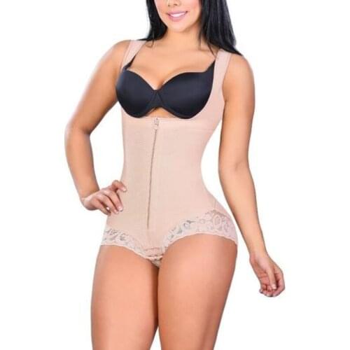 Women Tummy Control Shapewear Slimming Push Up Lace Body Shaper Open Crotch Fajas Flatten Abdomen Body Shaper