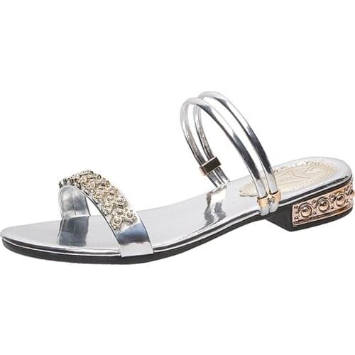 Summer Women Sandals Bling Pumps Shoes Comfort Ladies Woman Sandale Gold Silver High Heels Female Footwear Slip On Sandals I121