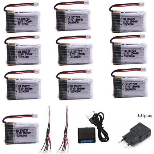 3.7V 150mAh lipo battery and charger For H20 Syma S8 M67 U839 RC Quadcopter Parts 3.7v Lipo battery toy Accessories 10pcs/lot