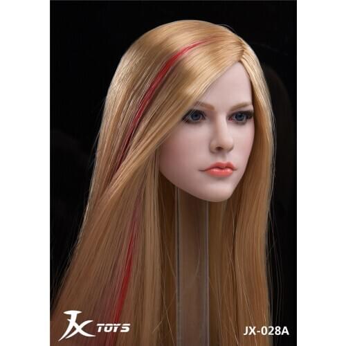 1/6 Scale Female Head Carved Singer Avril Ramona Lavign Pale Skin Head Sculpt Model for 12" PH Woman Action Figure Body Toy