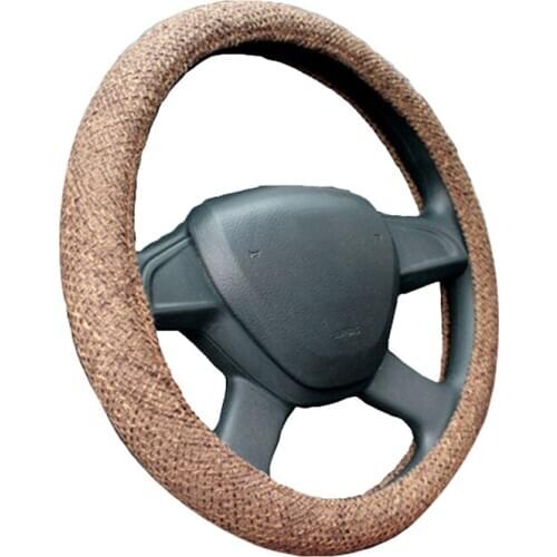 Non-Slip Car Steering Wheel Cover Breathable Flax Suitable for Steering-Wheel 37-38 CM 14.5 "-15" Braid on Hand Bar Protector