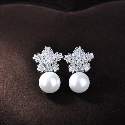 YAN MEI New Arriving 2016 Best Sale Imitation Pearl CZ Earrings For Christmas GLE3873
