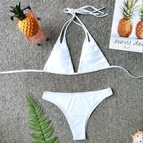 New 2021 Micro Mini Bikini Swimwear Women Halter Push Up Bikini Padded Bra Sexy Swimsuit Hot Bandage Swim Suit Brazilian Biquini