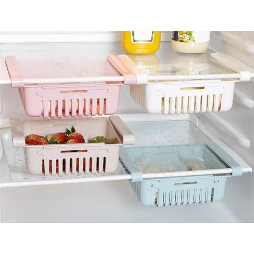 Fresh Compartment Storage Rack Refrigerator Pull Drawer Basket Practical Adjustable Retractable Refrigerator Storage Box