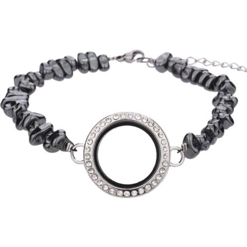 1 Pc Good Quality 25mm DIY Rhinestone Magnetic Glass Locket Shell Bracelet