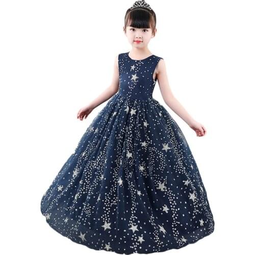 Girl Christmas Dress Baby Girl Star Printing Dress 2020 Princess Girl Ball Gown Evening Party Dresses For 4-15Yrs Kids Clothes