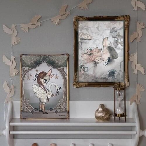 Nordic Watercolor Rabbit Cartoon Angel Abstract Canvas Canvas Art Poster Decorative Art Wall ChildrenS Room Decoration Painting