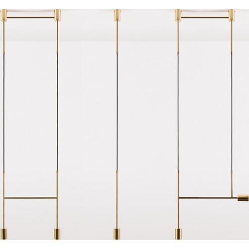 Modern Simple Golden Broze / Black Plated Pipe and Cord Pendant Light with LED Glass Bulbs for Living Room Bedroom