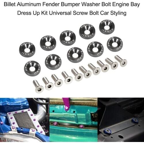 Billet Aluminum Fender Bumper Washer Bolt Engine Bay Dress Up Kit Universal Screw Bolt Car Styling