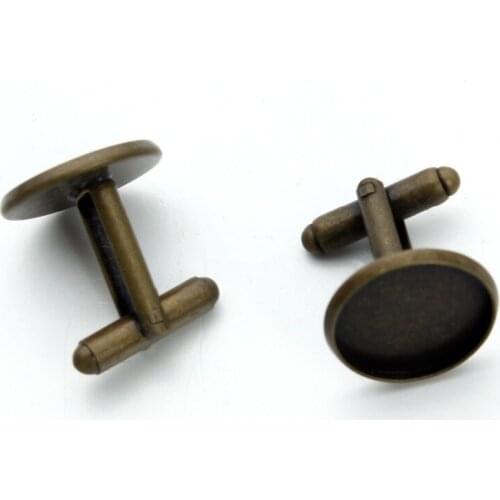 10pcs/lot Antique Bronze Color 12/14/16/18/20mm Round Brass Cufflink Blanks Tray Settings for Men Personalized Jewelry Findings