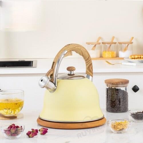 3.5L whistling teapot yellow kettle tea water kettle teapot hot and cool kettle vintage thermos kettle retro stove top kettles