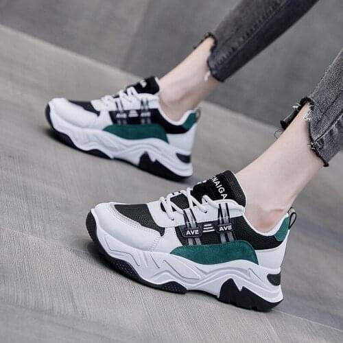 Womens Chunky Sneakers Thick Bottom Platform Vulcanize Shoes Fashion Breathable Casual Running Shoe for Woman Female Shoes 2020