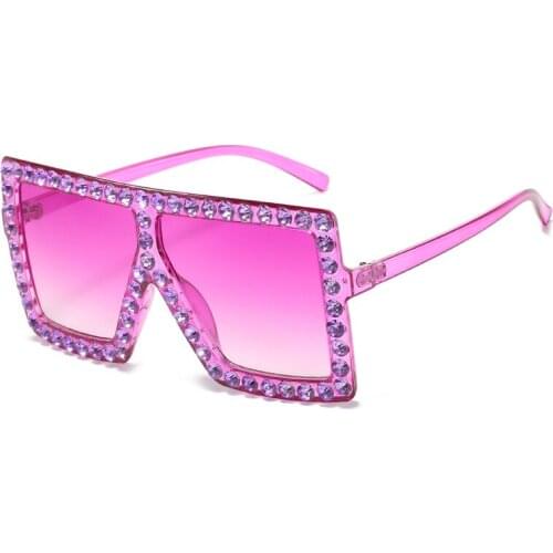 Oversized rhinestone crystal sunglasses women 2021 futuristic diamond bling sun glasses square rimless oculos de sol feminino
