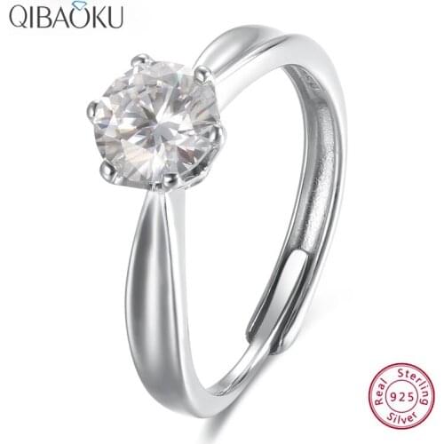 Classic Moissanite 925 Sterling Silver Finger Rings Open Adjustable Rings for Women Fine Jewelry Engagement Wedding Rings